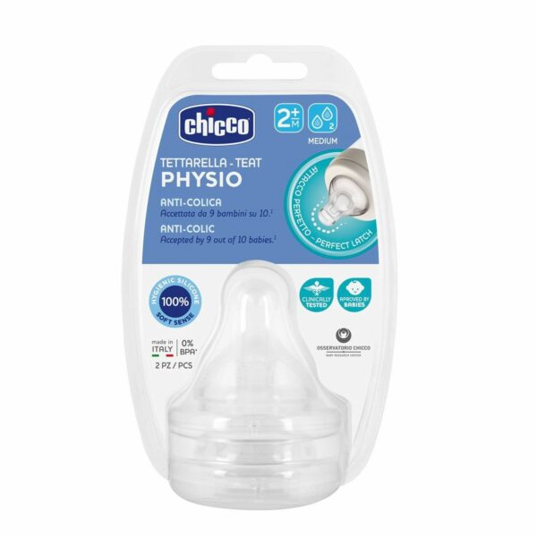 Chicco Tetina Silicona Flujo Medio +2 meses Pack 2 unidades