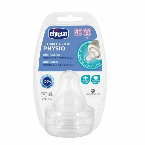Chicco Tetina Silicona Flujo Rápido + 4 meses Pack 2 unidades